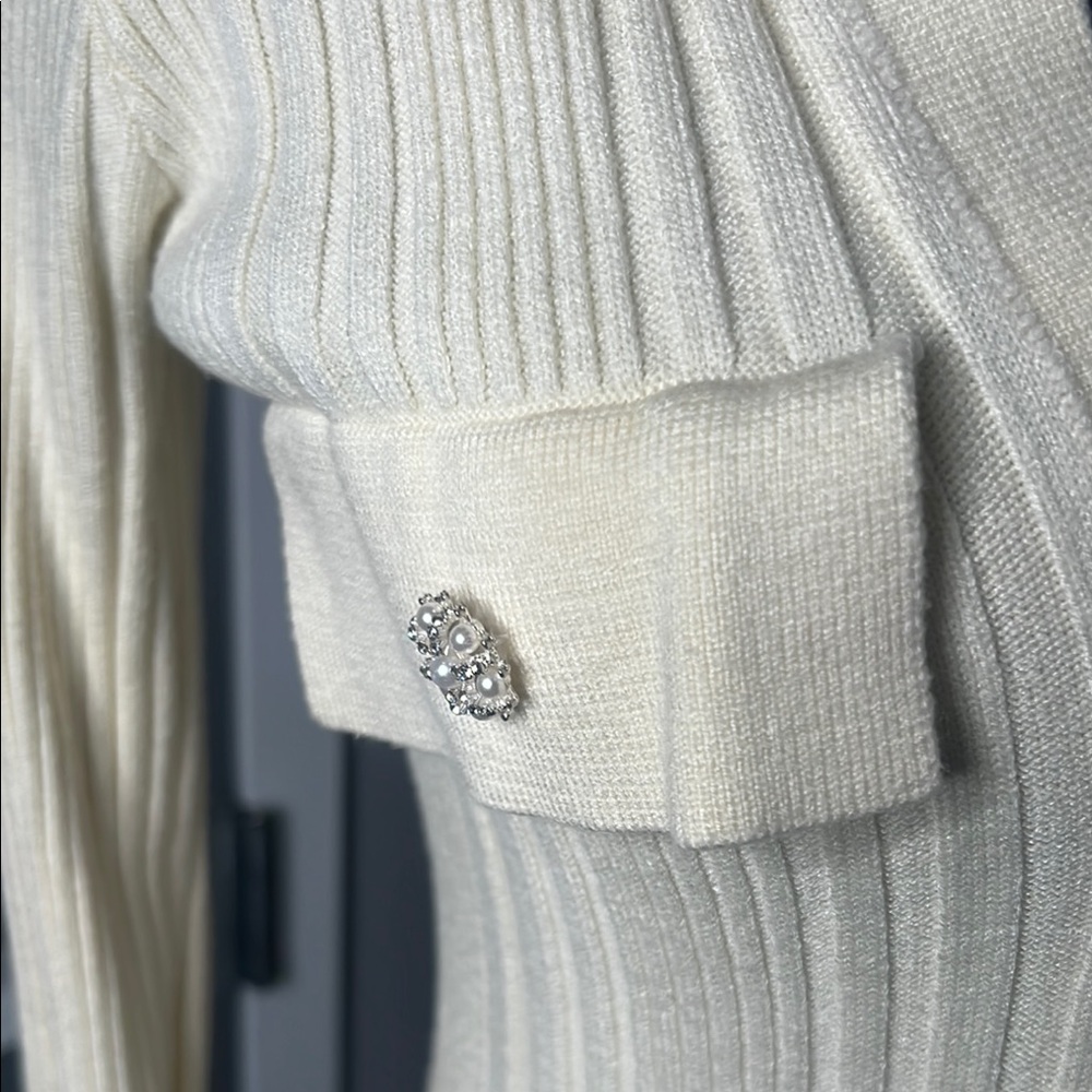 Private Label Cream Ribbed Knit Dress - Picture 4 of 11
